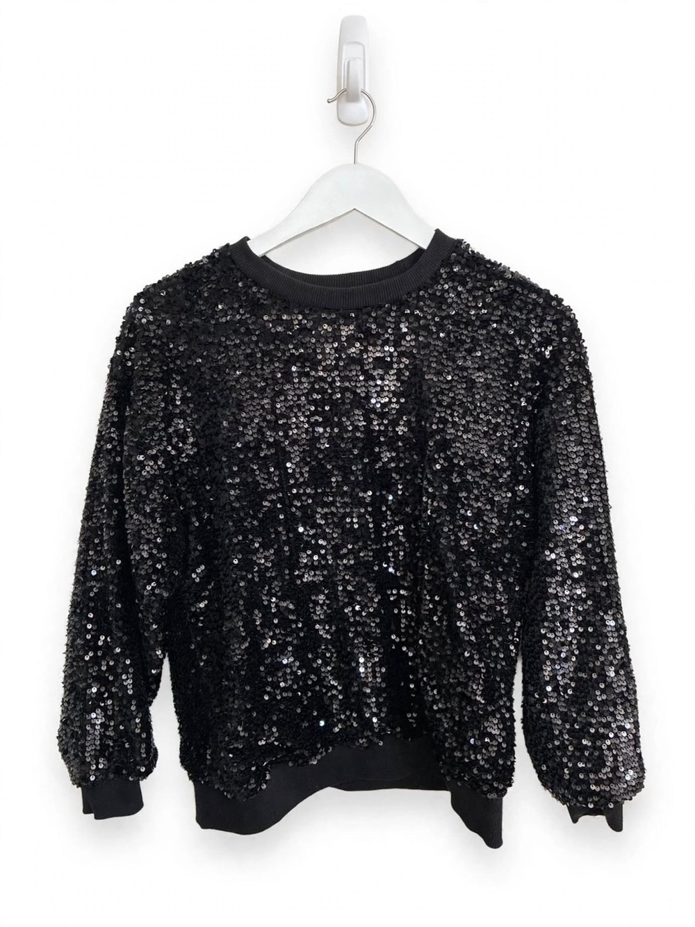 Zara Black Sequin Crewneck Sweater